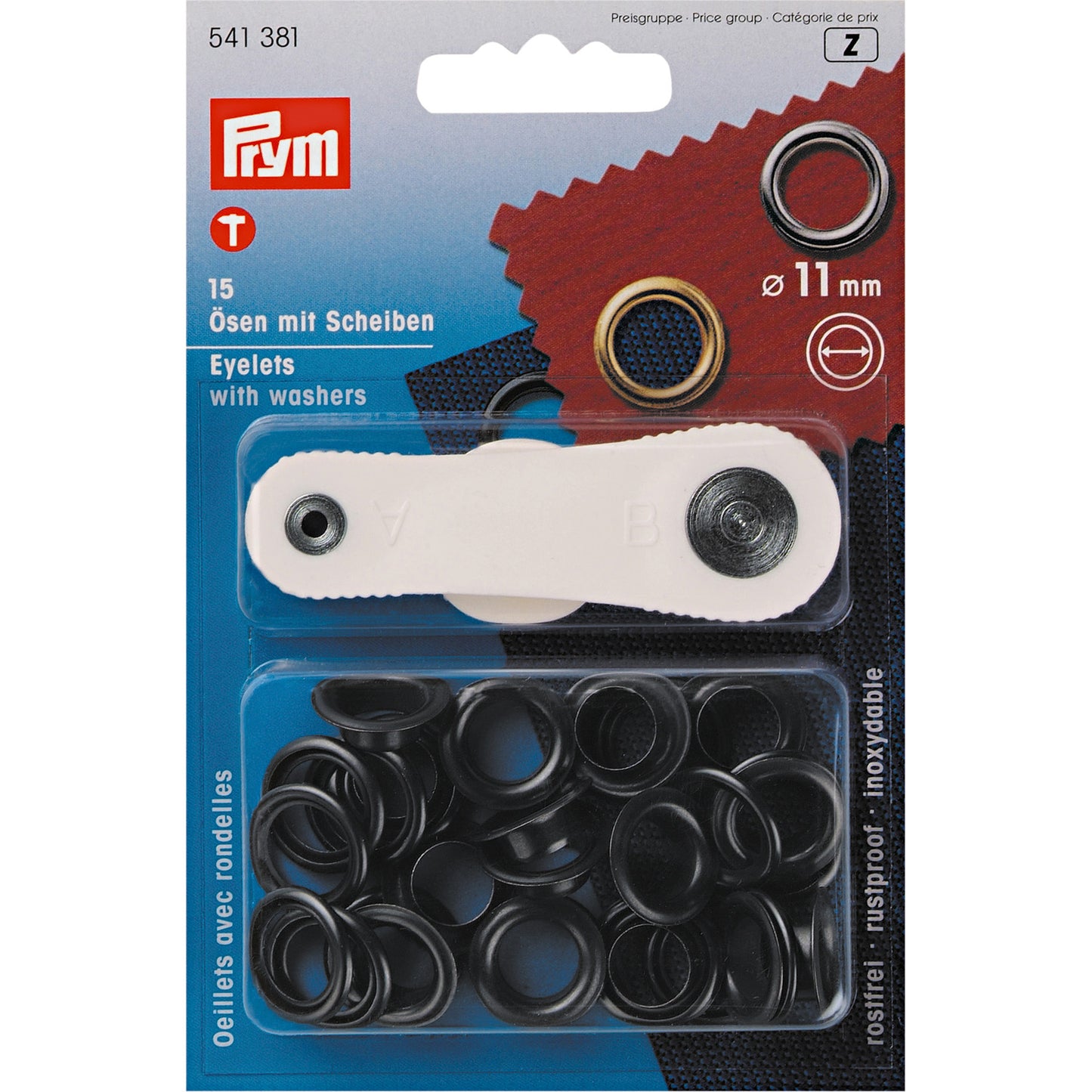 Prym Ösen & Scheiben 11 mm brüniert – 15 Stück (Art. 541381)